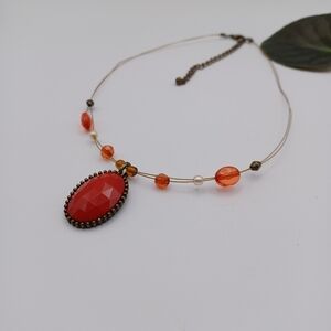 Red Cabochon Statement Necklace